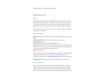2019offer：恭喜張同學(xué)獲得華威大學(xué)會(huì)計(jì)與金融專業(yè)碩士通知書(shū)